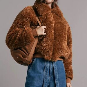 NWT rag & bone Nikki crop faux fur jacket size large